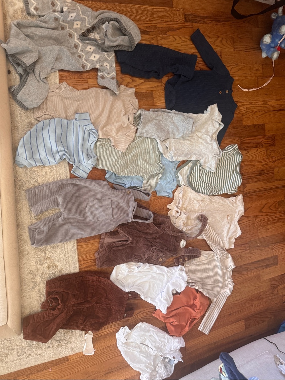 Carter's Mixed Neutral & Blue Baby One-Piece Bodysuits and Overalls Bundle